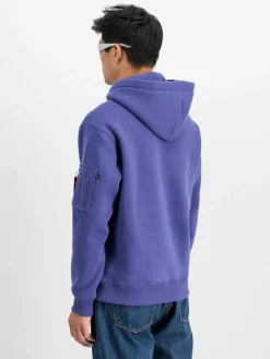 Alpha Industries Sweatshirts & Sweatjacken<Herren Kapuzensweatshirt purple bedruckt