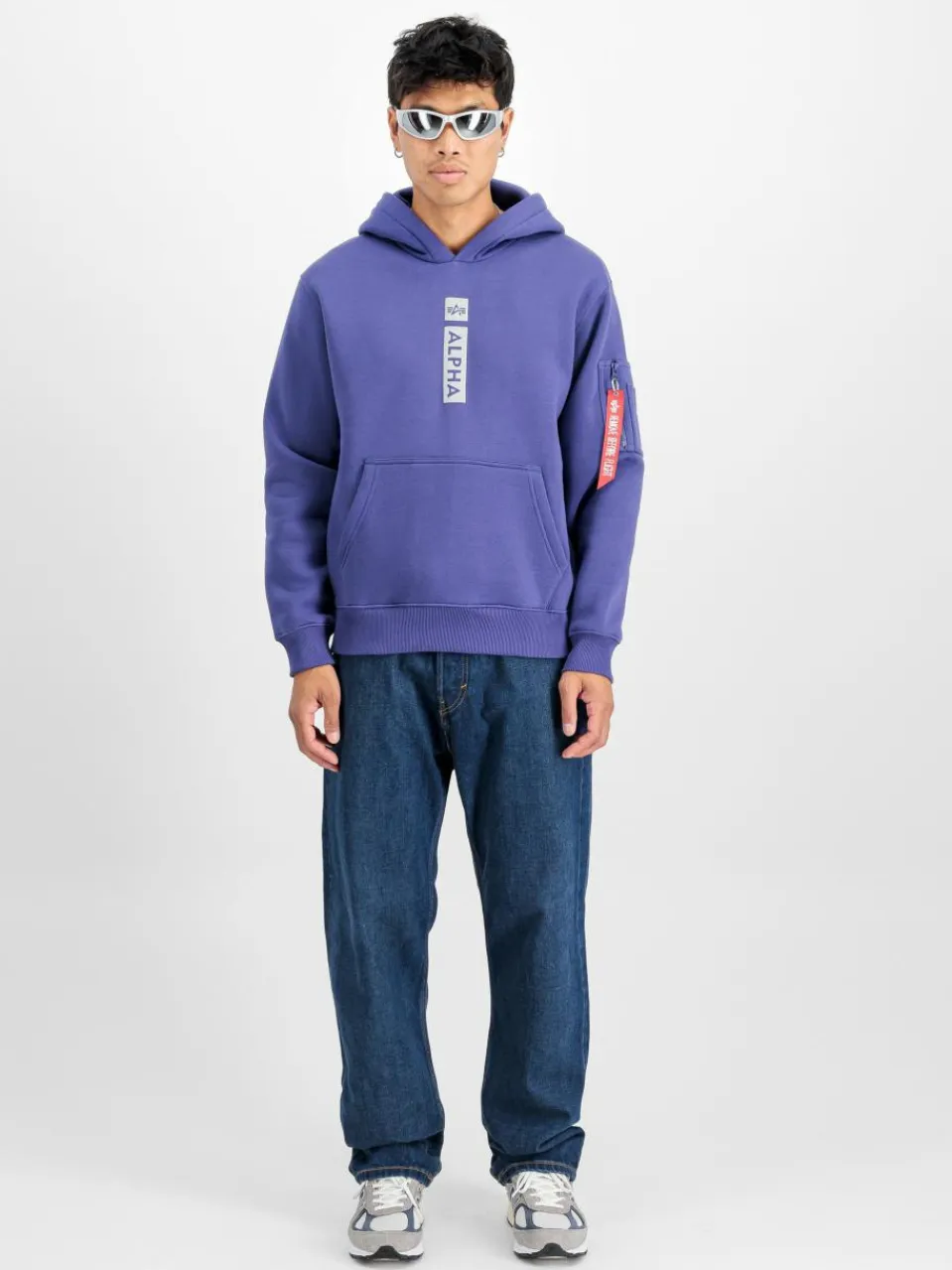 Alpha Industries Sweatshirts & Sweatjacken<Herren Kapuzensweatshirt purple bedruckt