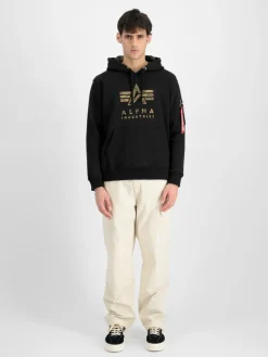 Alpha Industries Sweatshirts & Sweatjacken<Herren Kapuzensweatshirt schwarz bedruckt