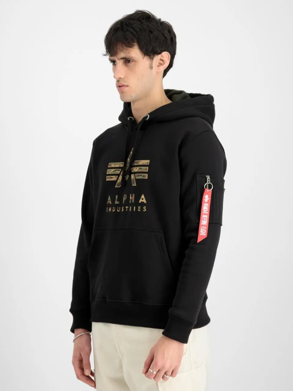 Alpha Industries Sweatshirts & Sweatjacken<Herren Kapuzensweatshirt schwarz bedruckt