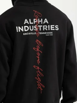 Alpha Industries Sweatshirts & Sweatjacken<Herren Kapuzensweatshirt schwarz bedruckt
