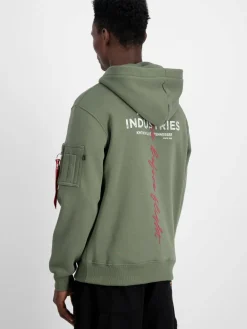 Alpha Industries Sweatshirts & Sweatjacken<Herren Kapuzensweatshirt grün bedruckt