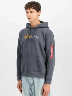 Alpha Industries Sweatshirts & Sweatjacken<Herren Kapuzensweatshirt grau bedruckt