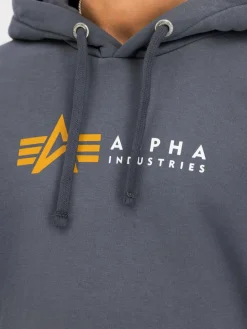 Alpha Industries Sweatshirts & Sweatjacken<Herren Kapuzensweatshirt grau bedruckt