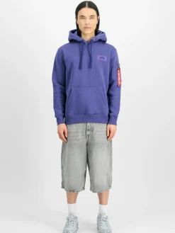 Alpha Industries Sweatshirts & Sweatjacken<Herren Kapuzensweatshirt purple bedruckt