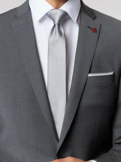 Roy Robson Krawatten & Fliegen<Herren Krawatte silber uni