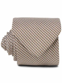 Andrew James Krawatten & Fliegen<Herren Krawatte mit Seiden-Anteil sand silber kariert