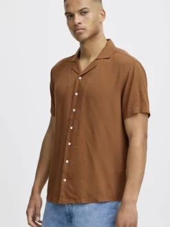 BLEND Hemden<Herren Kurzarmhemd braun uni