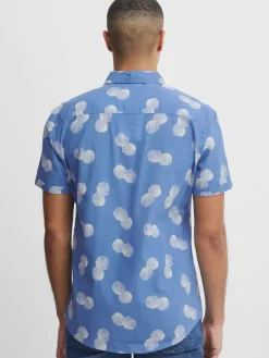 BLEND Hemden<Herren Kurzarmhemd blau gemustert