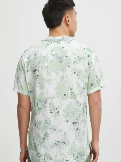 BLEND Hemden<Herren Kurzarmhemd grün gemustert