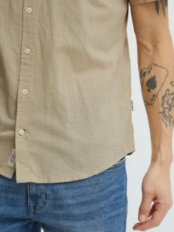 BLEND Hemden<Herren Kurzarmhemd beige gemustert