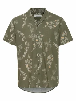 BLEND Hemden<Herren Kurzarmhemd grün gemustert