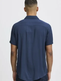 BLEND Hemden<Herren Kurzarmhemd blau uni