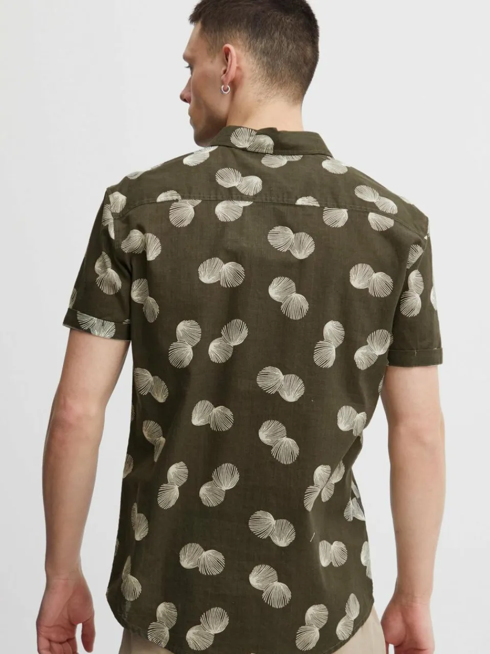 BLEND Hemden<Herren Kurzarmhemd grün gemustert