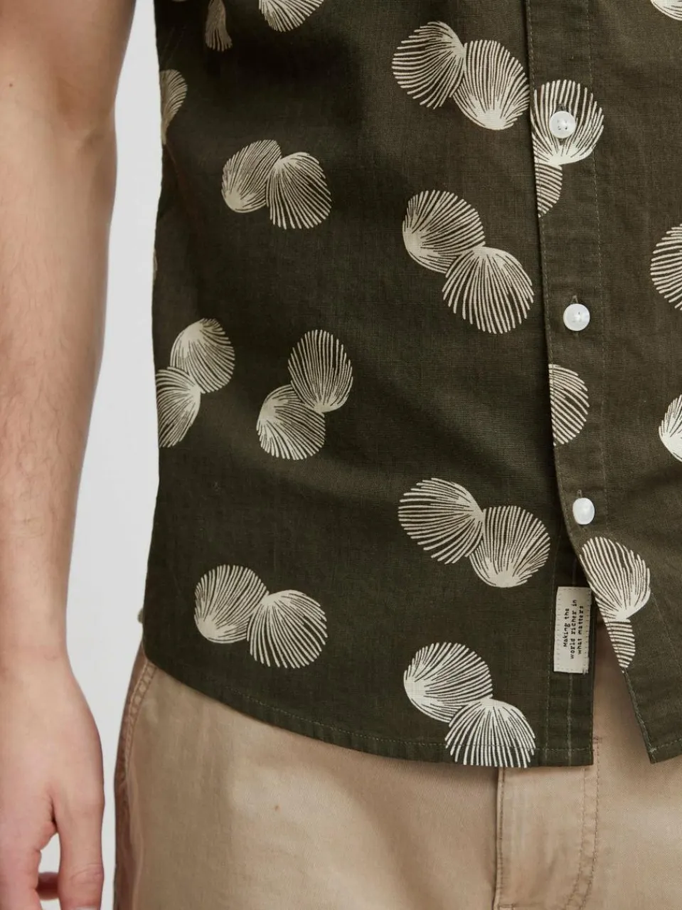 BLEND Hemden<Herren Kurzarmhemd grün gemustert