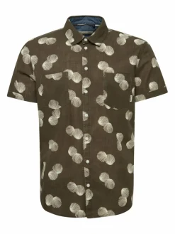 BLEND Hemden<Herren Kurzarmhemd grün gemustert