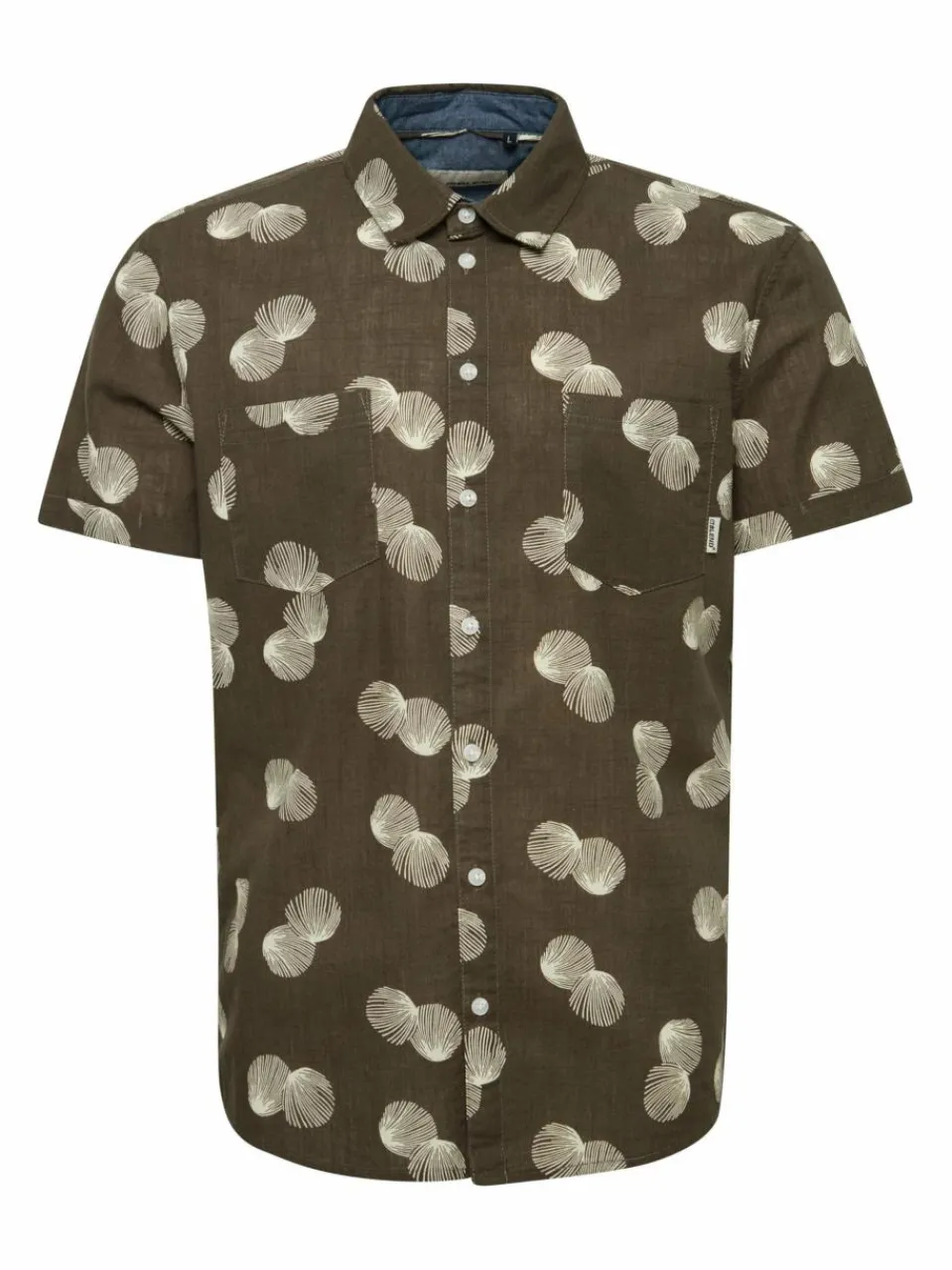 BLEND Hemden<Herren Kurzarmhemd grün gemustert