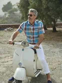 BABISTA Hemden<Herren Kurzarmhemd - BELLIANO blau kariert