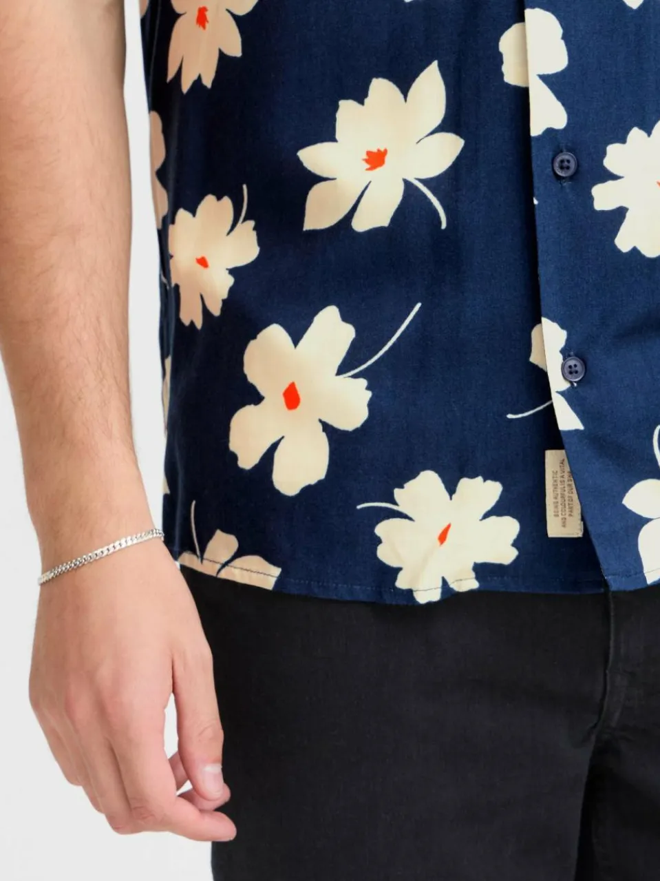 BLEND Hemden<Herren Kurzarmhemd - BHADAN blau gemustert