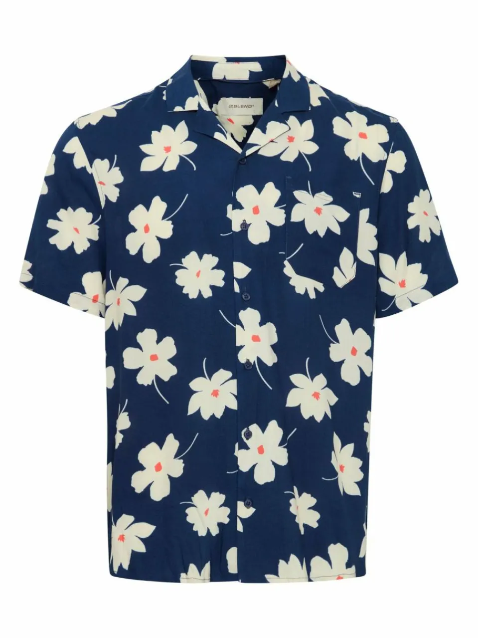 BLEND Hemden<Herren Kurzarmhemd - BHADAN blau gemustert