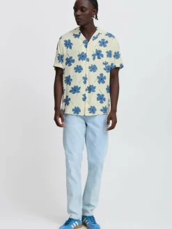 BLEND Hemden<Herren Kurzarmhemd - BHADAN beige gemustert