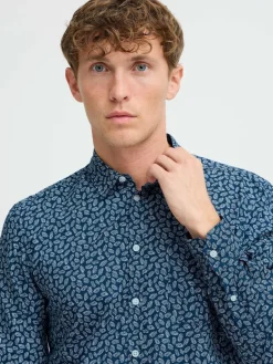 BLEND Hemden<Herren Kurzarmhemd - BHAGGE blau gemustert