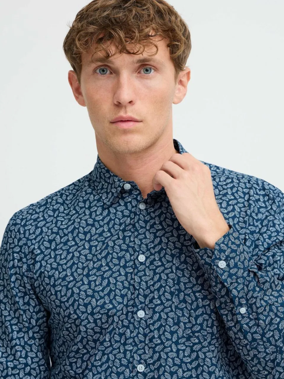 BLEND Hemden<Herren Kurzarmhemd - BHAGGE blau gemustert