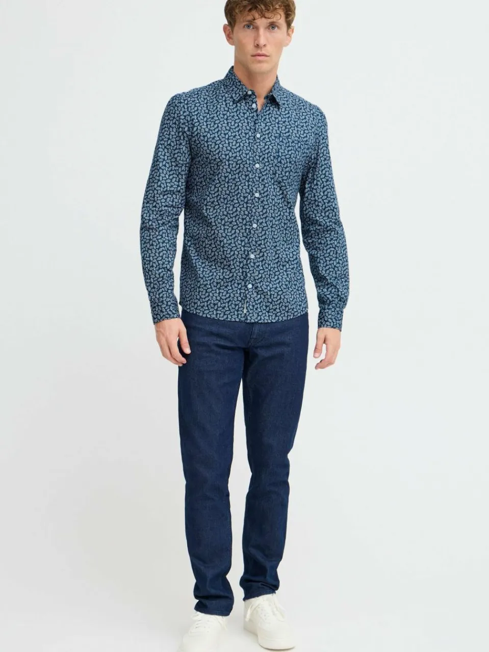 BLEND Hemden<Herren Kurzarmhemd - BHAGGE blau gemustert