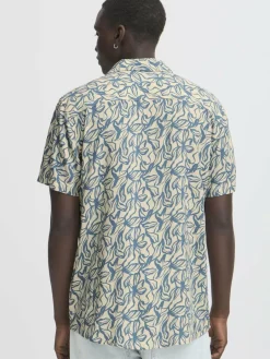 BLEND Hemden<Herren Kurzarmhemd - BHAVIAN blau gemustert