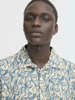 BLEND Hemden<Herren Kurzarmhemd - BHAVIAN blau gemustert