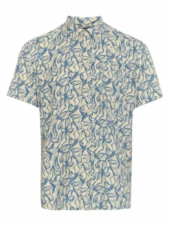 BLEND Hemden<Herren Kurzarmhemd - BHAVIAN blau gemustert