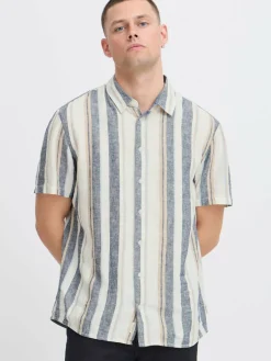 BLEND Hemden<Herren Kurzarmhemd - BHBobby weiß gestreift