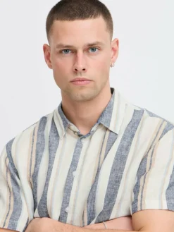 BLEND Hemden<Herren Kurzarmhemd - BHBobby weiß gestreift