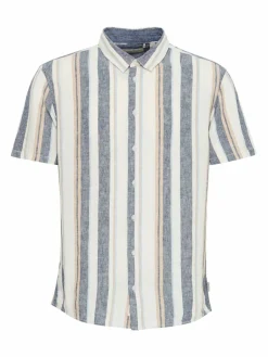 BLEND Hemden<Herren Kurzarmhemd - BHBobby weiß gestreift
