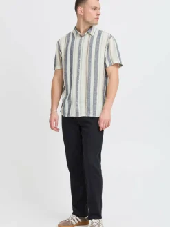 BLEND Hemden<Herren Kurzarmhemd - BHBobby weiß gestreift