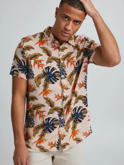 BLEND Hemden<Herren Kurzarmhemd - BHGawai rosa gemustert