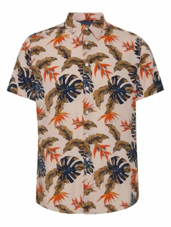 BLEND Hemden<Herren Kurzarmhemd - BHGawai rosa gemustert