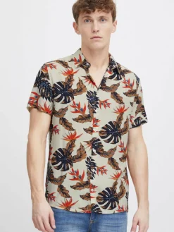 BLEND Hemden<Herren Kurzarmhemd - BHGawai grün gemustert