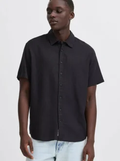 BLEND Hemden<Herren Kurzarmhemd - BHVIC schwarz uni