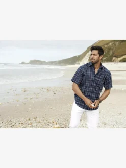 Jan Vanderstorm Hemden<Herren Kurzarmhemd - FEELIKS blau gestreift