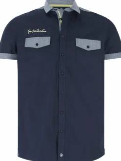 Jan Vanderstorm Hemden<Herren Kurzarmhemd - HERKKO blau gemustert