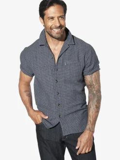 Jan Vanderstorm Hemden<Herren Kurzarmhemd - LEIFBOR blau bedruckt