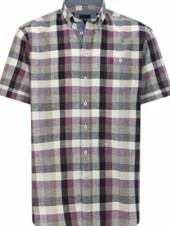 BABISTA Hemden<Herren Kurzarmhemd - LENCIO lila kariert