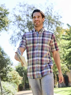 BABISTA Hemden<Herren Kurzarmhemd - LENCIO lila kariert