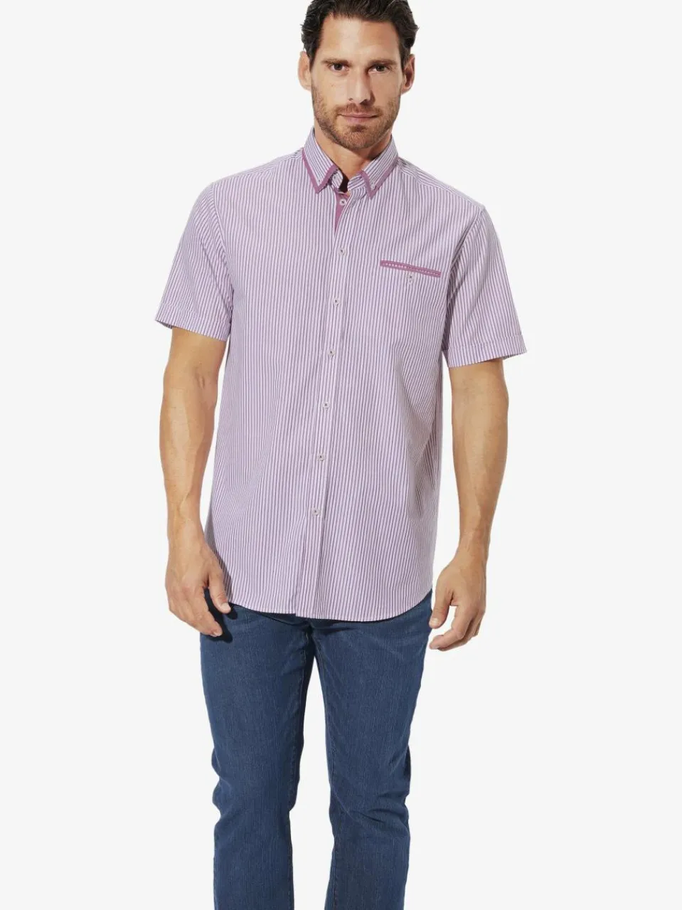 BABISTA Hemden<Herren Kurzarmhemd - LENDIR rot gestreift