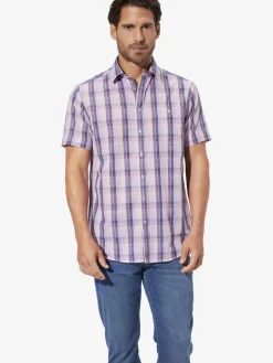 BABISTA Hemden<Herren Kurzarmhemd - NAVOR lila kariert