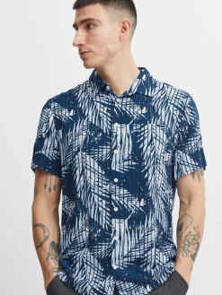 11 Project Hemden<Herren Kurzarmhemd - PRBarba blau gemustert