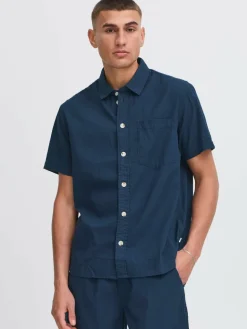 Solid Hemden<Herren Kurzarmhemd - SDPALLE blau strukturiert