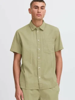 Solid Hemden<Herren Kurzarmhemd - SDPALLE grün strukturiert