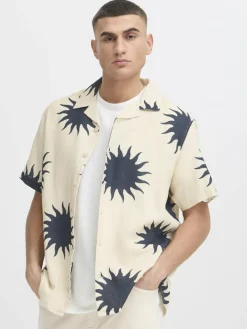 Solid Hemden<Herren Kurzarmhemd - SDPARGAV beige gemustert